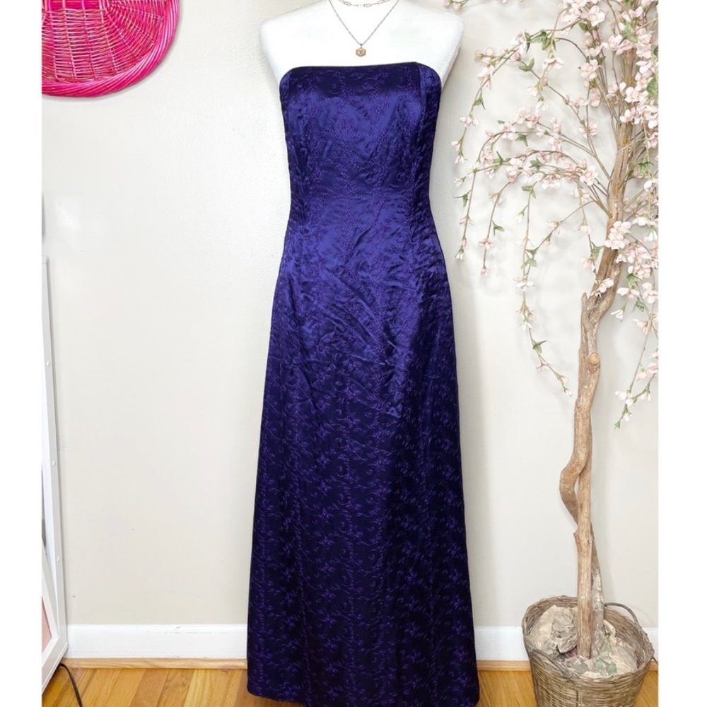 Strapless Purple Evening Gown